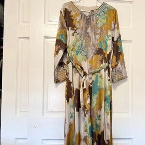 Abstract Print dress with Tie Detail